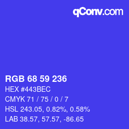 カラーコード: RGB 68 59 236 | qconv.com
