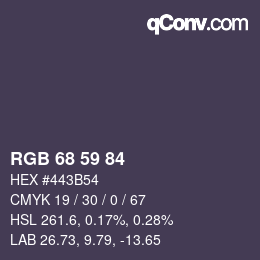 Farbcode: RGB 68 59 84 | qconv.com