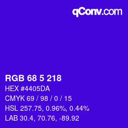 Color code: RGB 68 5 218 | qconv.com