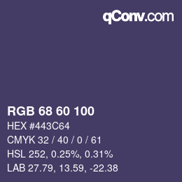 颜色代码: RGB 68 60 100 | qconv.com