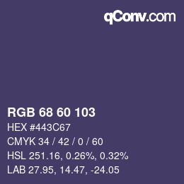 カラーコード: RGB 68 60 103 | qconv.com