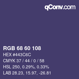 颜色代码: RGB 68 60 108 | qconv.com