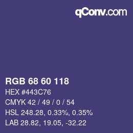 カラーコード: RGB 68 60 118 | qconv.com