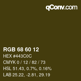 カラーコード: RGB 68 60 12 | qconv.com