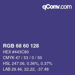 カラーコード: RGB 68 60 128 | qconv.com