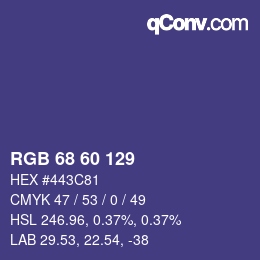 颜色代码: RGB 68 60 129 | qconv.com