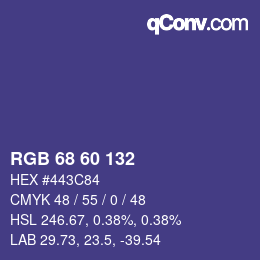 カラーコード: RGB 68 60 132 | qconv.com
