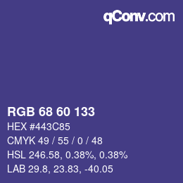Color code: RGB 68 60 133 | qconv.com