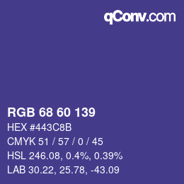 颜色代码: RGB 68 60 139 | qconv.com