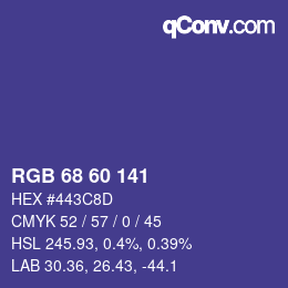カラーコード: RGB 68 60 141 | qconv.com