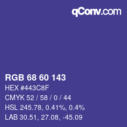 カラーコード: RGB 68 60 143 | qconv.com