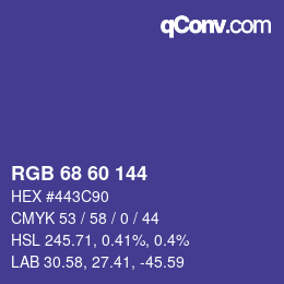 カラーコード: RGB 68 60 144 | qconv.com