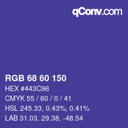 颜色代码: RGB 68 60 150 | qconv.com