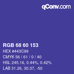 Color code: RGB 68 60 153 | qconv.com