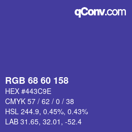 Color code: RGB 68 60 158 | qconv.com