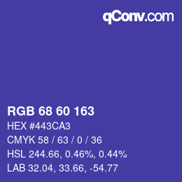 カラーコード: RGB 68 60 163 | qconv.com