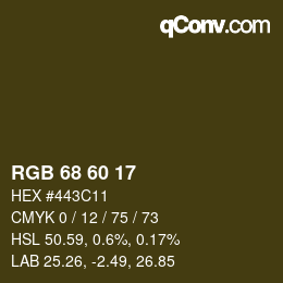 カラーコード: RGB 68 60 17 | qconv.com