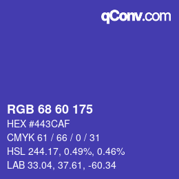 颜色代码: RGB 68 60 175 | qconv.com