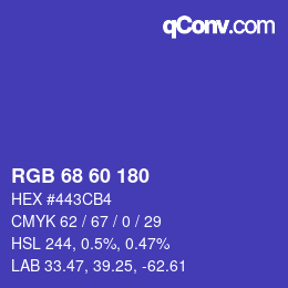 颜色代码: RGB 68 60 180 | qconv.com
