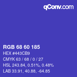 颜色代码: RGB 68 60 185 | qconv.com