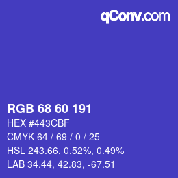 カラーコード: RGB 68 60 191 | qconv.com