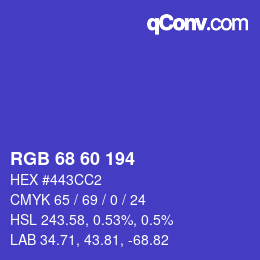 カラーコード: RGB 68 60 194 | qconv.com