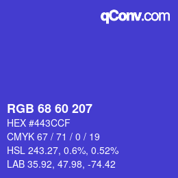 カラーコード: RGB 68 60 207 | qconv.com