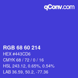 カラーコード: RGB 68 60 214 | qconv.com