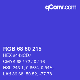 カラーコード: RGB 68 60 215 | qconv.com