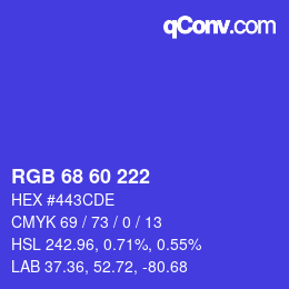 カラーコード: RGB 68 60 222 | qconv.com