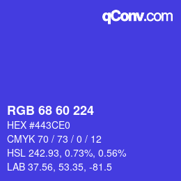 カラーコード: RGB 68 60 224 | qconv.com