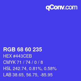 カラーコード: RGB 68 60 235 | qconv.com