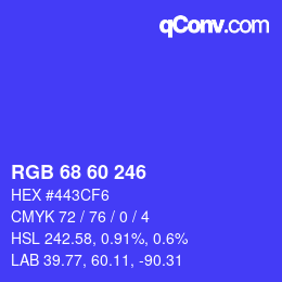 颜色代码: RGB 68 60 246 | qconv.com