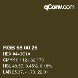 カラーコード: RGB 68 60 26 | qconv.com