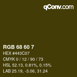カラーコード: RGB 68 60 7 | qconv.com