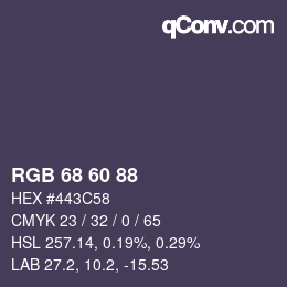 颜色代码: RGB 68 60 88 | qconv.com