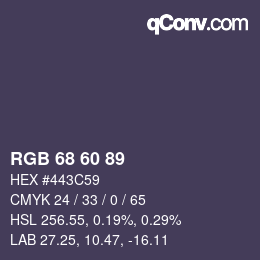 颜色代码: RGB 68 60 89 | qconv.com