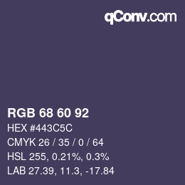 Código de color: RGB 68 60 92 | qconv.com