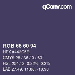 カラーコード: RGB 68 60 94 | qconv.com