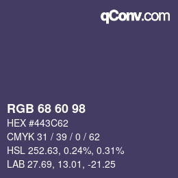 カラーコード: RGB 68 60 98 | qconv.com
