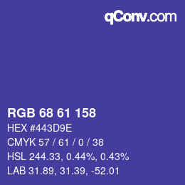 Color code: RGB 68 61 158 | qconv.com