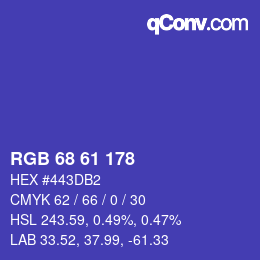 カラーコード: RGB 68 61 178 | qconv.com