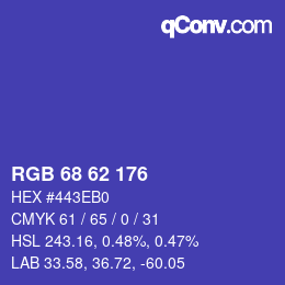 カラーコード: RGB 68 62 176 | qconv.com