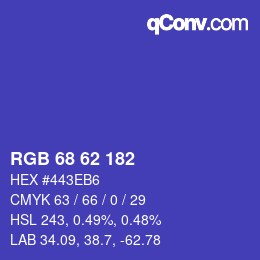 Farbcode: RGB 68 62 182 | qconv.com