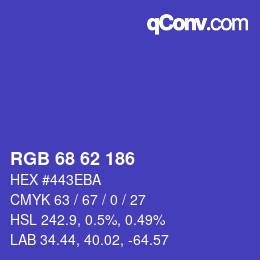 Color code: RGB 68 62 186 | qconv.com