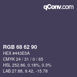 Code couleur: RGB 68 62 90 | qconv.com