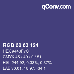 Color code: RGB 68 63 124 | qconv.com