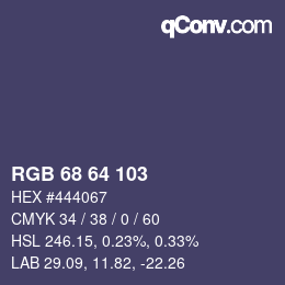 Color code: RGB 68 64 103 | qconv.com