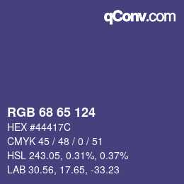 Color code: RGB 68 65 124 | qconv.com