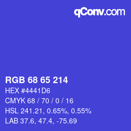 Color code: RGB 68 65 214 | qconv.com